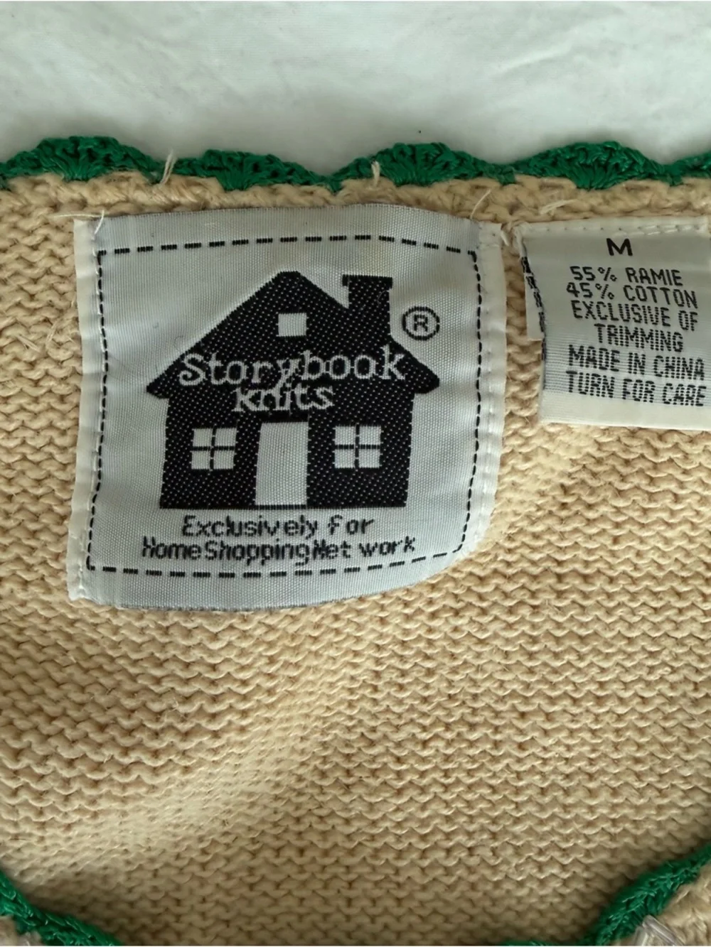 Vintage Storybook Knits Cream Floral Embroidered Beaded Button Cardigan - Picture 3 of 6